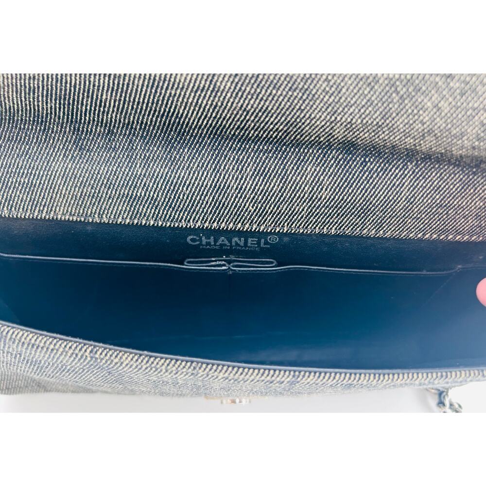 Chanel Vintage Denim Grey Chocolate Bar Flap Shoulder Bag SHW Series 7 Gray CoA - Picture 6 of 10